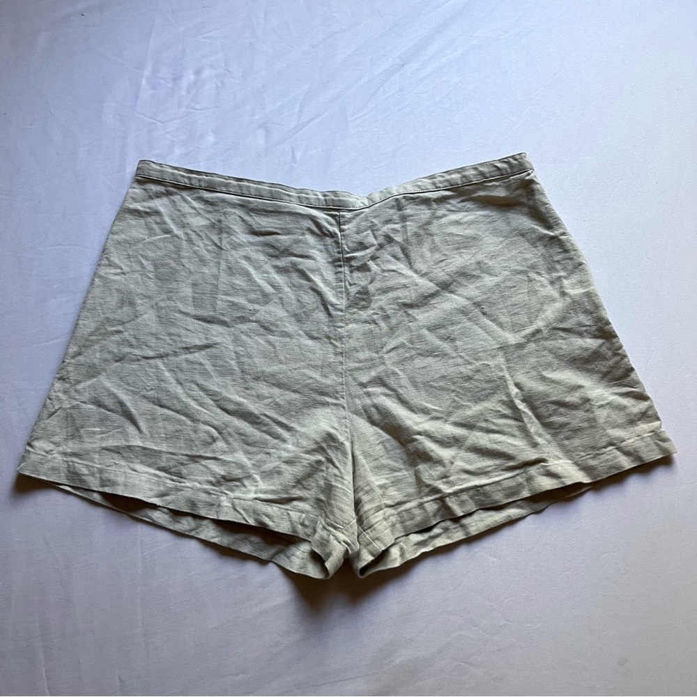 ALI GOLDEN beige tan linen cotton blend high rise shorts